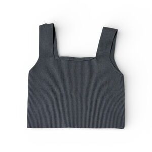 Charcoal Ribbed Knit Tank Top
